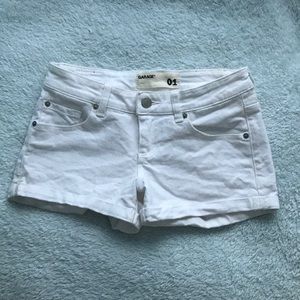 White jean shorts
